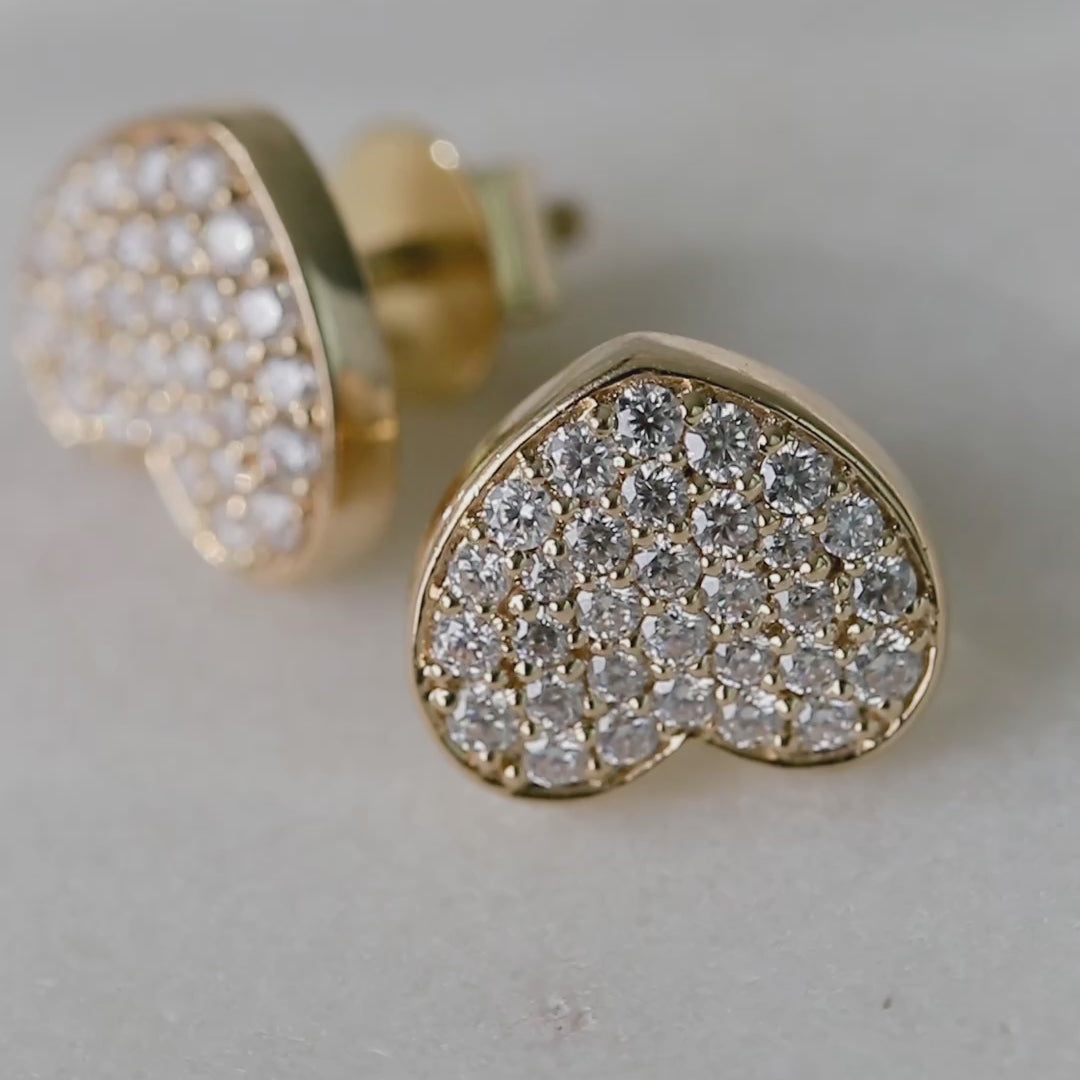 Chubby Heart Lab-Grown Diamond Stud + Solid Gold Earrings