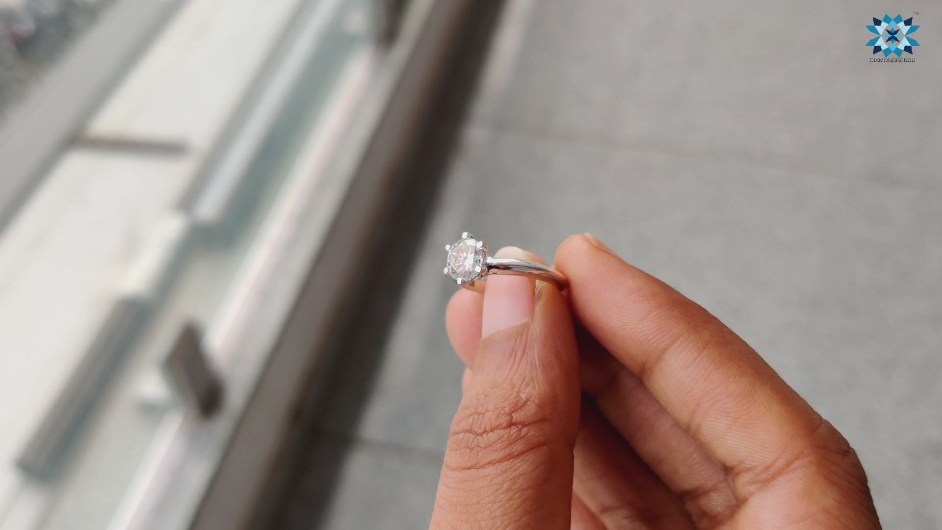 Heart and Arrow Cut Moissanite Solitaire Ring - Knife Edge Shank Six-Prongs Solitaire Engagement Ring