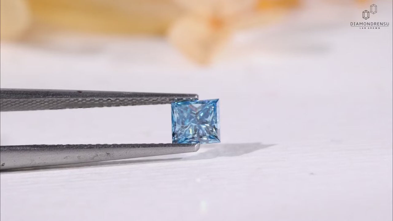 0.54 CT Princess Cut Blue Lab Grown Diamond, Loose Diamond for Custom Engagement Ring
