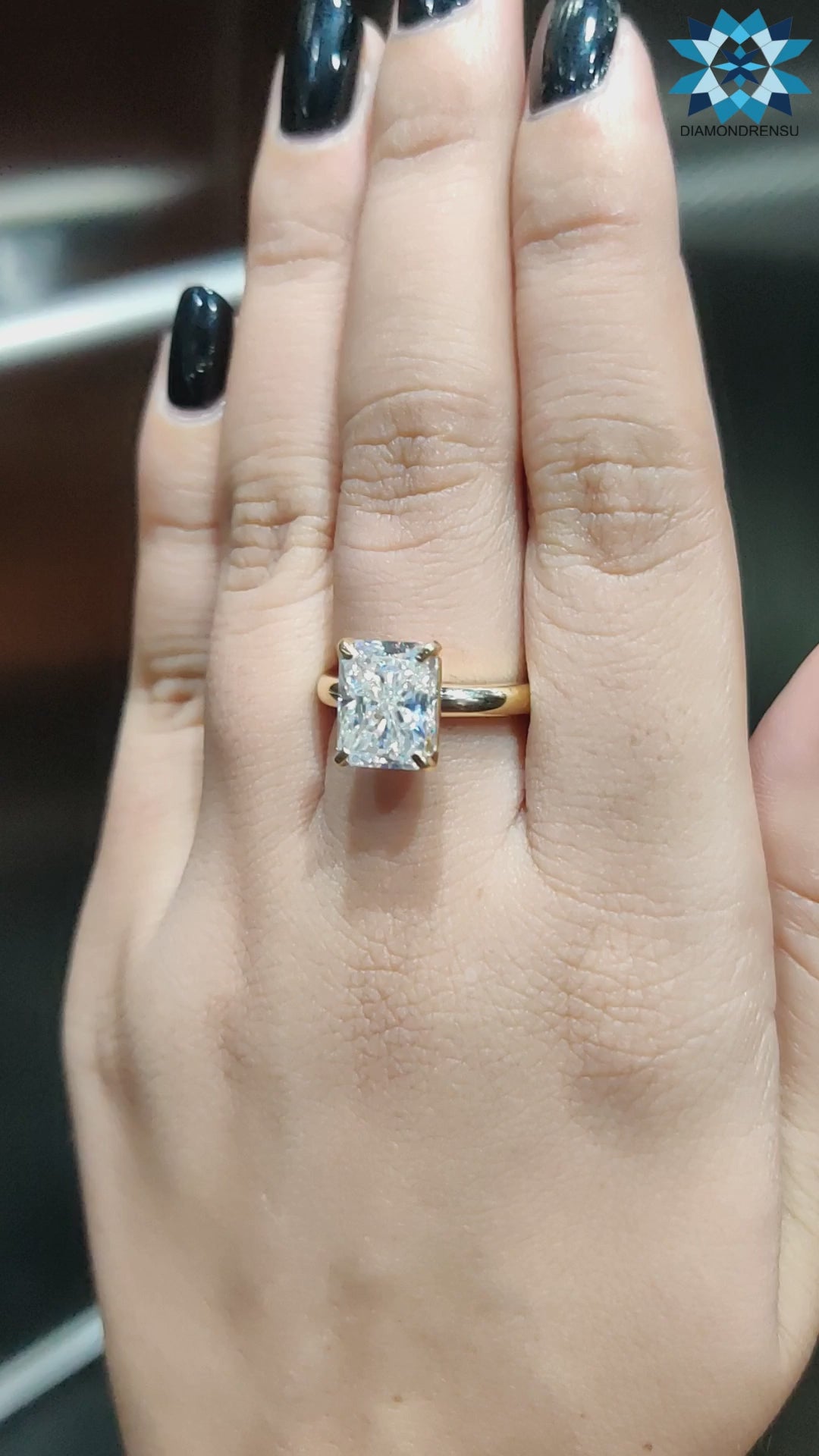 4.06 CT Colorless Radiant Cut Solitaire Moissanite Engagement Ring
