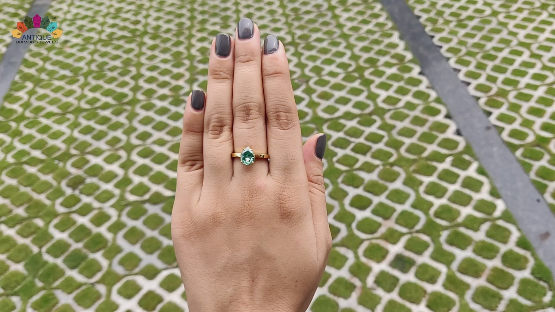 Pear Cut Dark Green Moissanite Solitaire Ring 1.6 CT