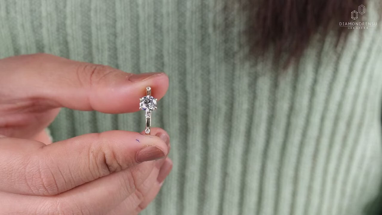 0.80 CT Round Lab-Grown Floating Bubble Pavé Diamond Ring