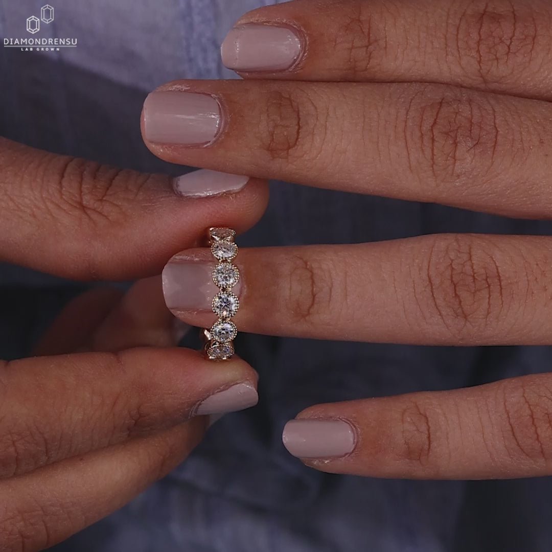 Round Lab Grown Diamond Eternity Wedding Band For Women
