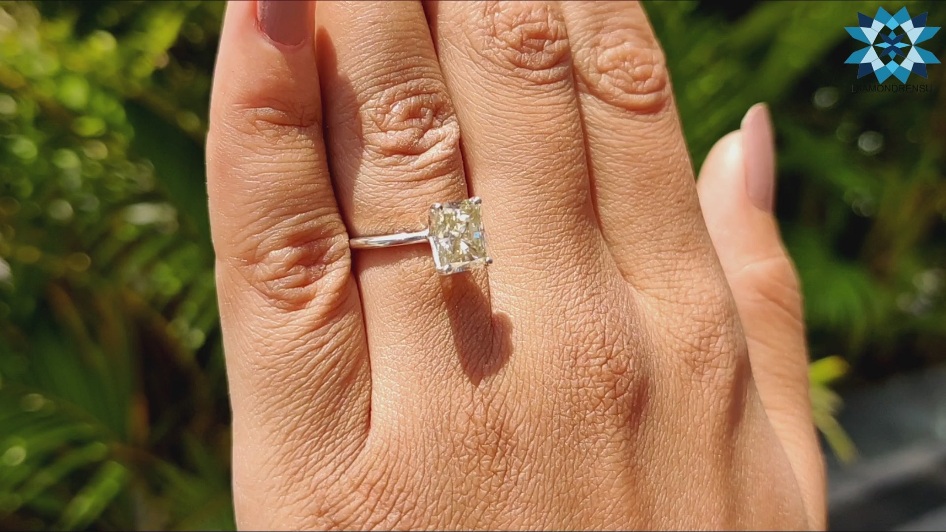 2.38 CT Radiant Brilliant Cut Light Yellow Moissanite Solitaire Ring