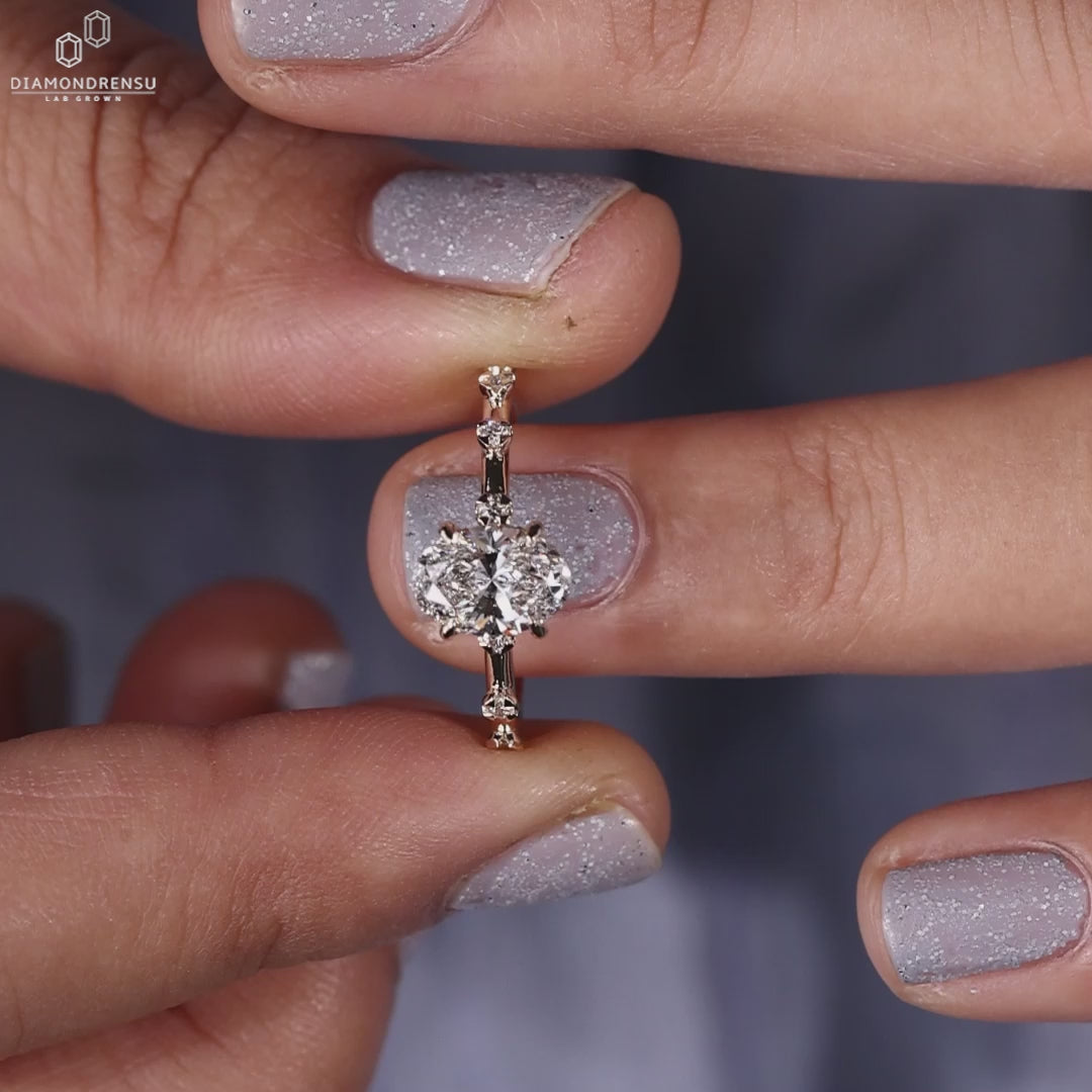 Oval Lab-Grown Diamond Hidden Halo Classic Ring 1 - 2 CT