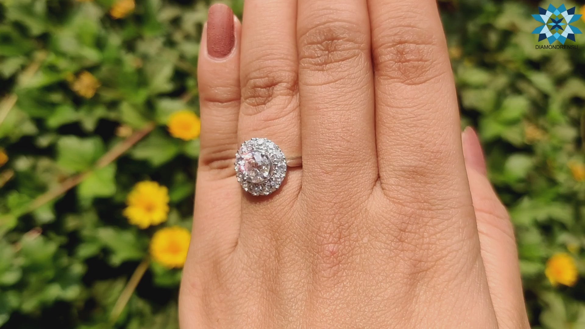 2.38 TW Round Old European Cut Dazzling Cluster Halo Engagement Ring