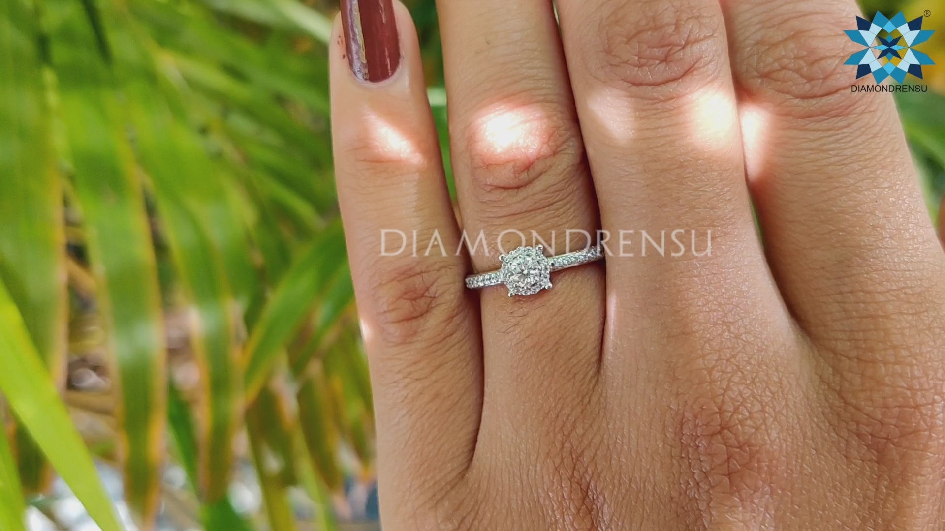 3.50 MM Minimalist Round Brilliant Cut Moissanite Halo Engagement Ring