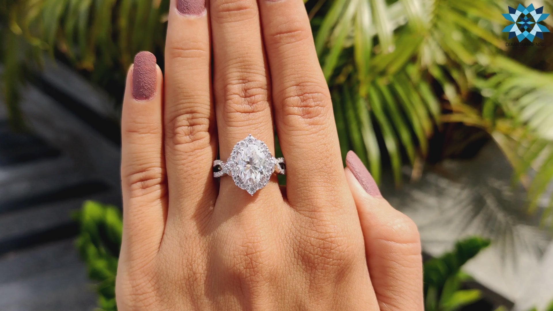Oval Engagement Ring, 4.07 TW Crushed Ice Oval Cut Moissanite Ring