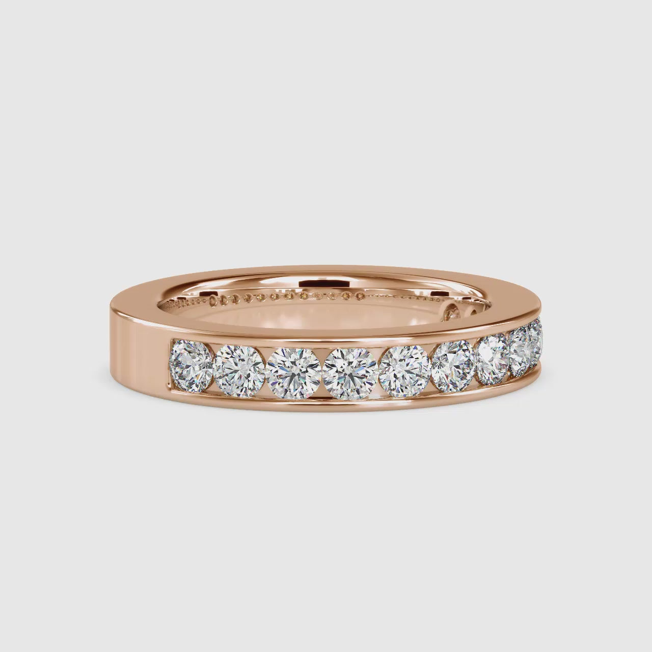 Dazzling 3.00 MM Round Cut Moissanite Channel-Set Eternity Wedding Band