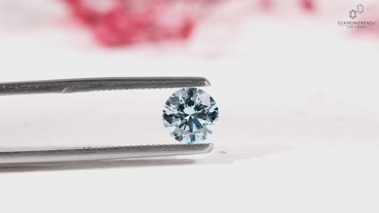 1.0 CT Round Fancy Blue Lab Grown Diamond, Loose Diamond for Engagement Ring