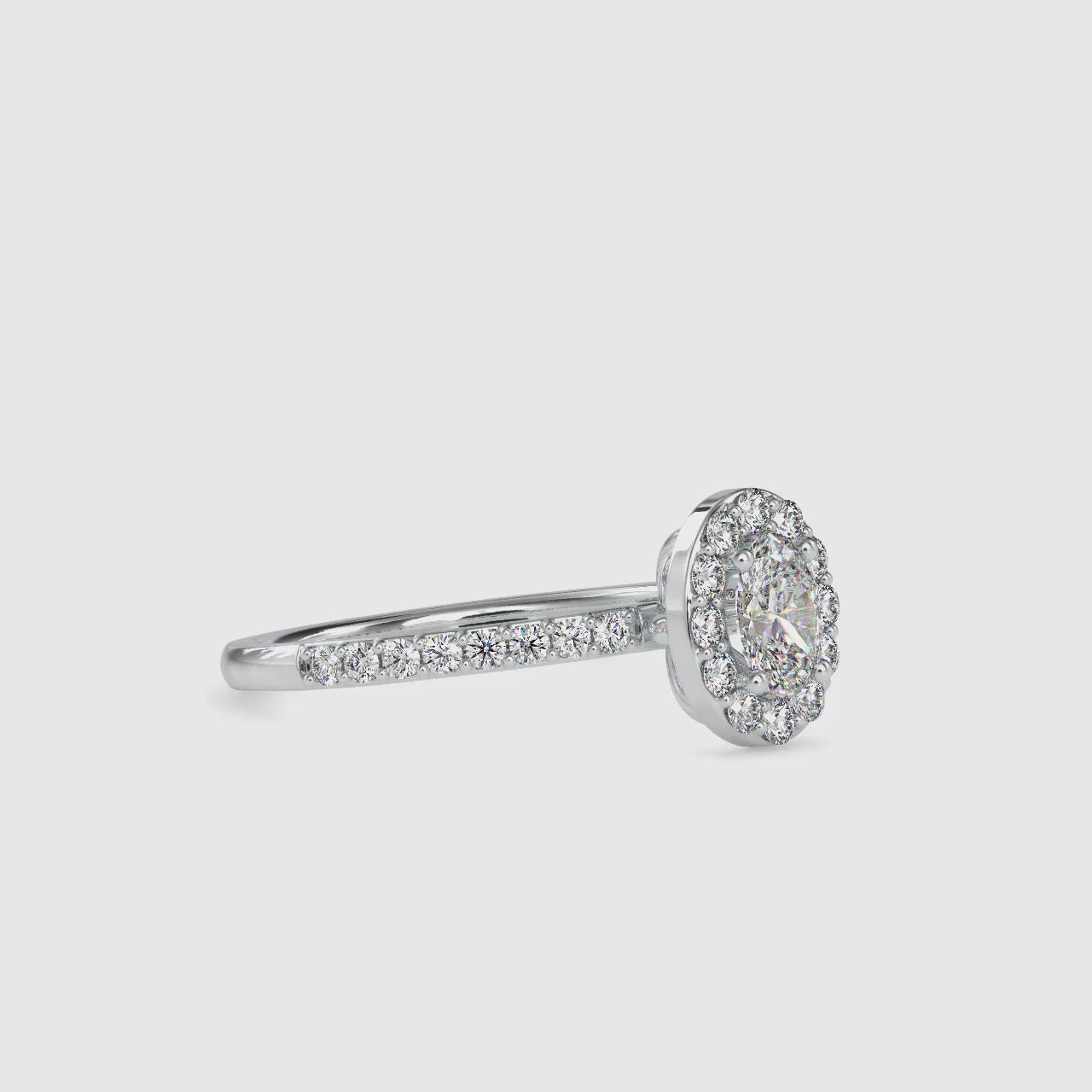 0.78 TCW Oval Cut Colourless Moissanite Classic Halo Ring