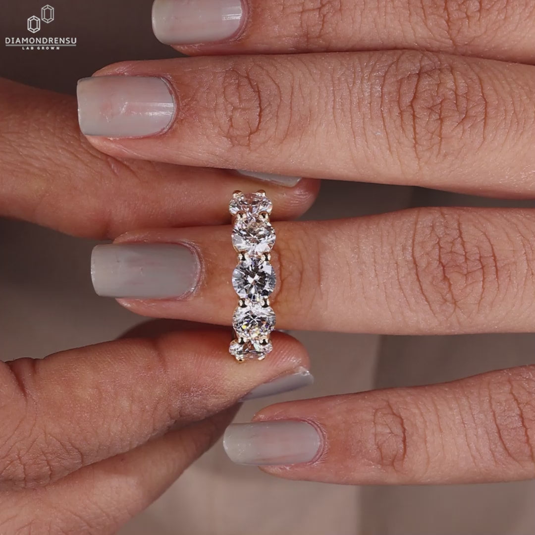 Round Brilliant Lab-Grown Diamond Five Stone Ring 4.12 TCW