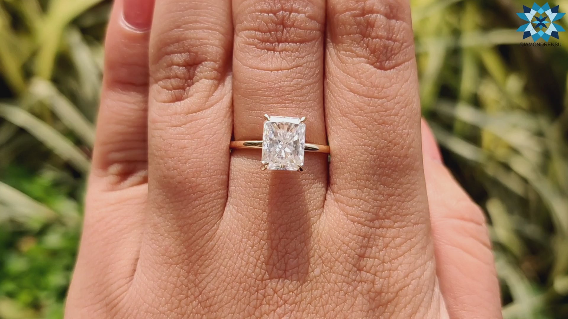 2.39 TW Radiant Cut Hidden Halo Unique Moissanite Engagement Ring