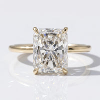 2CT Radiant Cut Hidden Halo Lab-Grown Diamond Ring - 18k Yellow Gold - Size N