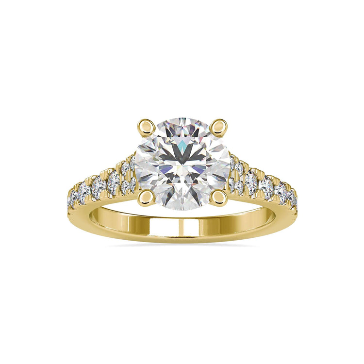 Engagement ring with pave setting in rose gold