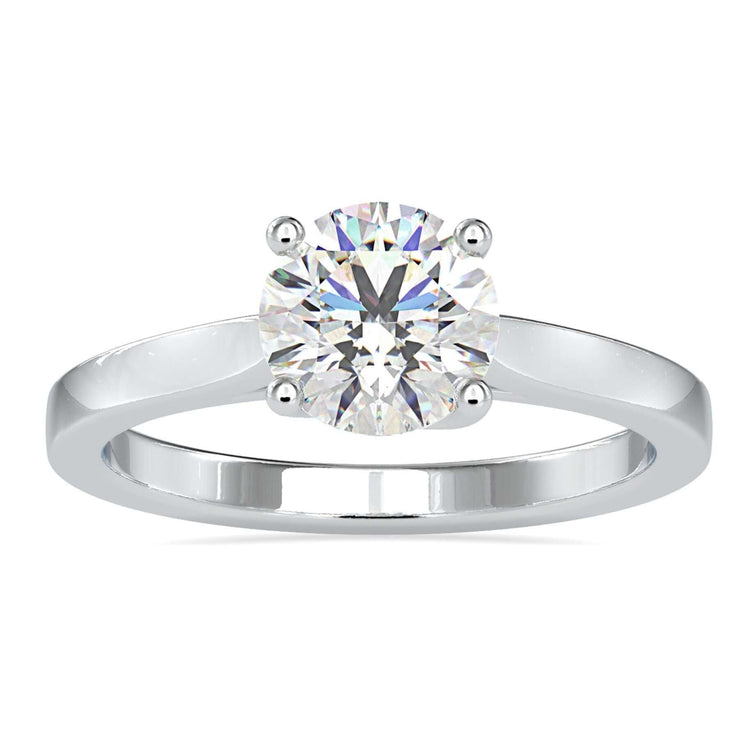 Round brilliant cut diamond ring in a classic 4 prong setting.