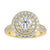 Double Halo Ring with a stunning pave setting for extra brilliance. Double Halo Ring with a stunning pave setting for extra brilliance.