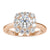 Halo engagement ring featuring a stunning cathedral ring setting.
 Halo engagement ring featuring a stunning cathedral ring setting.