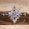 Marquise Cut Lab Grown Diamond Engagement Ring, Distance Pave Band