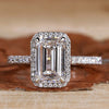 IGI Certified 2.18 CT E/VS1 Emerald Cut Lab Grown Diamond Halo Engagement Ring