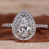 Pear Cut Lab-Grown Diamond Double Halo Pavé Ring 0.7 CT
