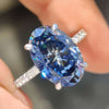 Oval Royal Dark Blue Moissanite Pavé Ring 4 CT
