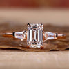 Emerald Cut Lab-Grown Diamond Baguette Side Stone Ring 1 CT