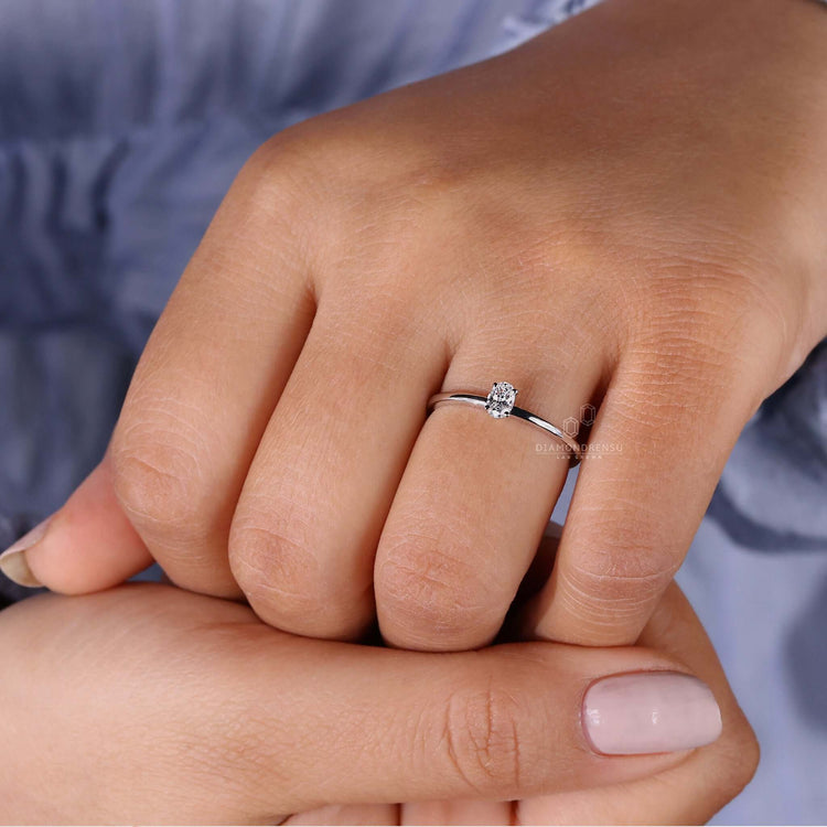 Petite Oval Lab-Grown Diamond Solitaire Ring