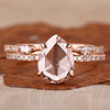 Pear Rose Cut Lab Grown Diamond Wedding Set For Women