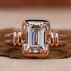 Emerald Cut Lab-Grown Diamond Solitaire Double Row Shank 1.5 - 2 CT Ring