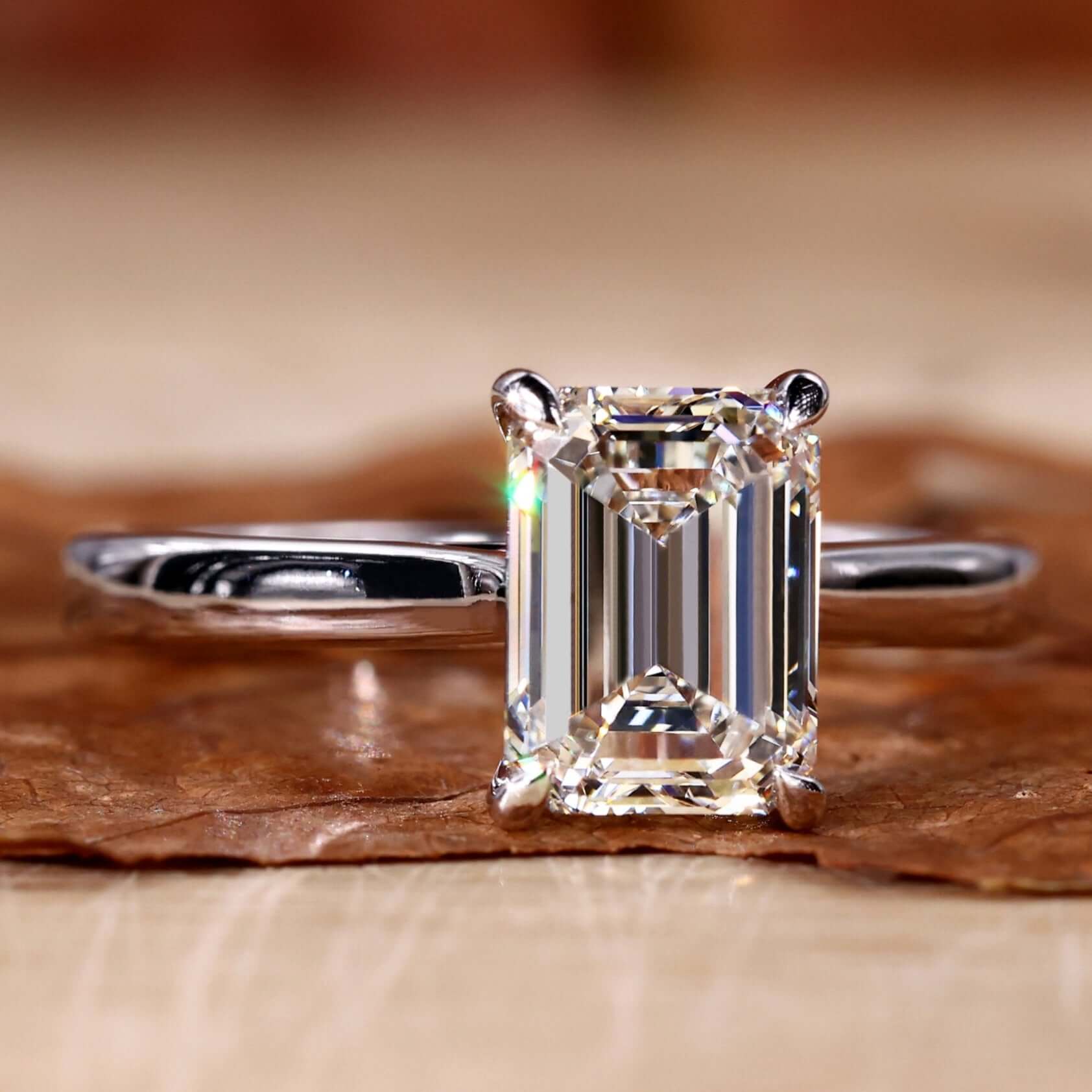 Emerald Cut Lab-Grown Diamond Solitaire CT Ring