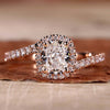 Elongated Cushion Cut Lab-Grown Diamond Halo Pavé Ring 1 - 2 CT