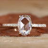 Flat Oval Rose Cut Lab-Grown Diamond Pavé 1 CT Ring