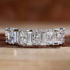 Baguette and Round Cut Lab Grown Diamond Half Eternity Wedding Band