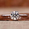 Round Lab-Grown Diamond Double Claw Prongs Solitaire Ring 0.2 - 2 CT