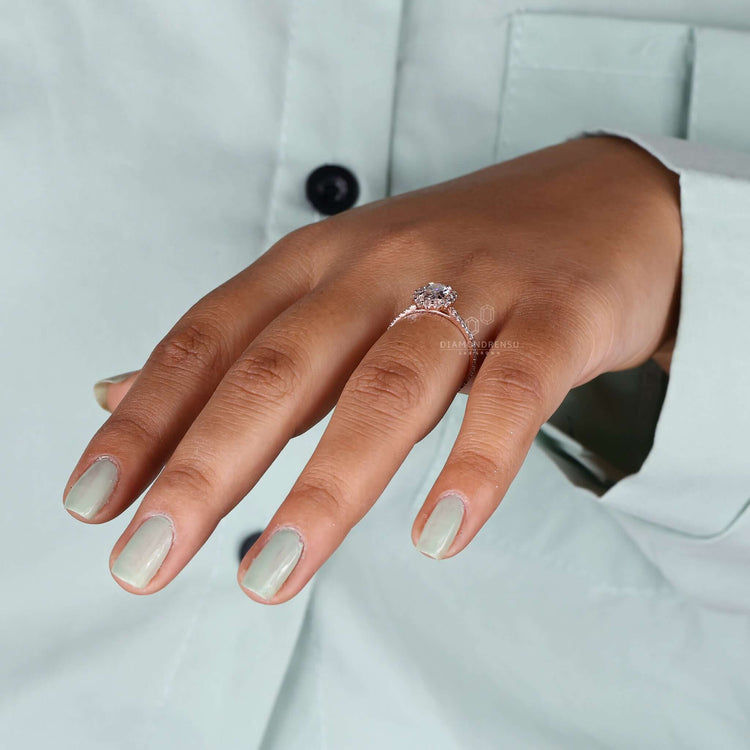 Oval Cut Lab-Grown Diamond Halo Pavé Ring 0.8 - 2 CT