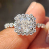 Cushion Rensu Cut Moissanite Halo Floating Bubble Pavé Ring 1.2 CT