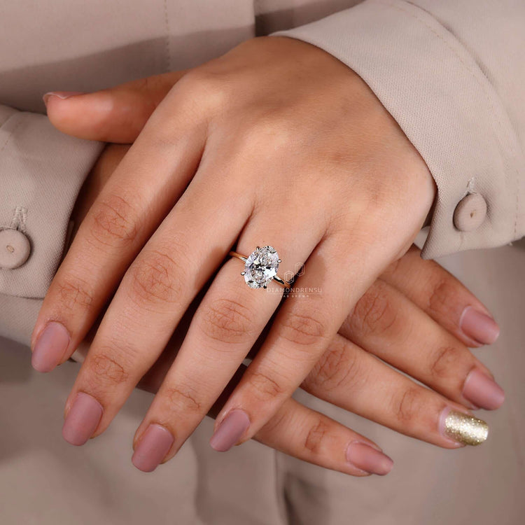 oval cut lab grown diamond ring