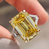 Emerald Cut Canary Yellow Moissanite Split Pavé Shank Ring 8.3 CT
