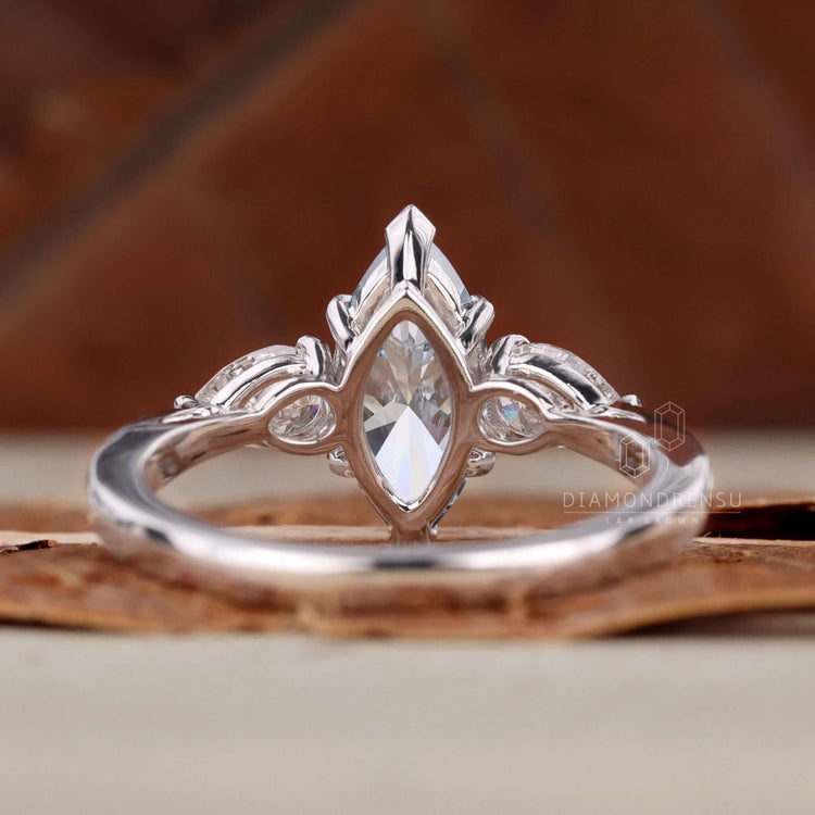 Marquise Blue Lab-Grown Diamond Three Stones Ring 1.5 CT