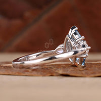 Marquise Blue Lab-Grown Diamond Three Stones Ring 1.5 CT