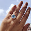 Oval Blue Lab-Grown Diamond Hidden Halo 1 - 2 CT Ring