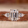 Emerald Cut Lab-Grown Diamond With Two Pear Cut Lab-Grown Diamonds 1 - 2 CT Ring
