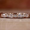 Emerald and Round Lab Grown Diamond Band, Eternity Stackable Wedding Band