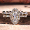 1 ct Marquise Cut Lab Grown Diamond Engagement Ring, Matching Emerald and Round Wedding Band, Bridal Set