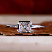 Radiant Cut Lab-Grown Diamond Half Bezel Setting Ring 1 CT