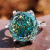 Portuguese Cut Cyan Blue Moissanite Solitaire Ring 7.4 CT