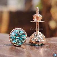 cyan blue moissanite earrings