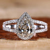 Pear Cut Lab-Grown Diamond Halo Pavé Split Shank Ring 1.1 CT