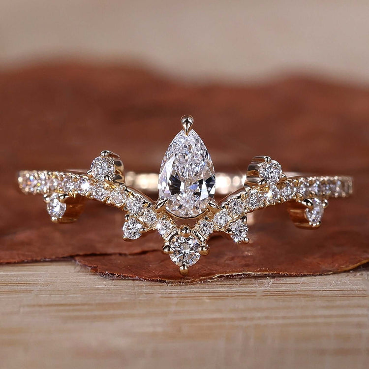 pear cut lab grown diamond ring